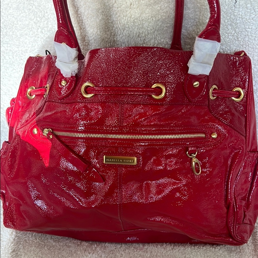 Isabella Fiore Red and Blue Artistic Shoulder Bag - Picture 2 of 4